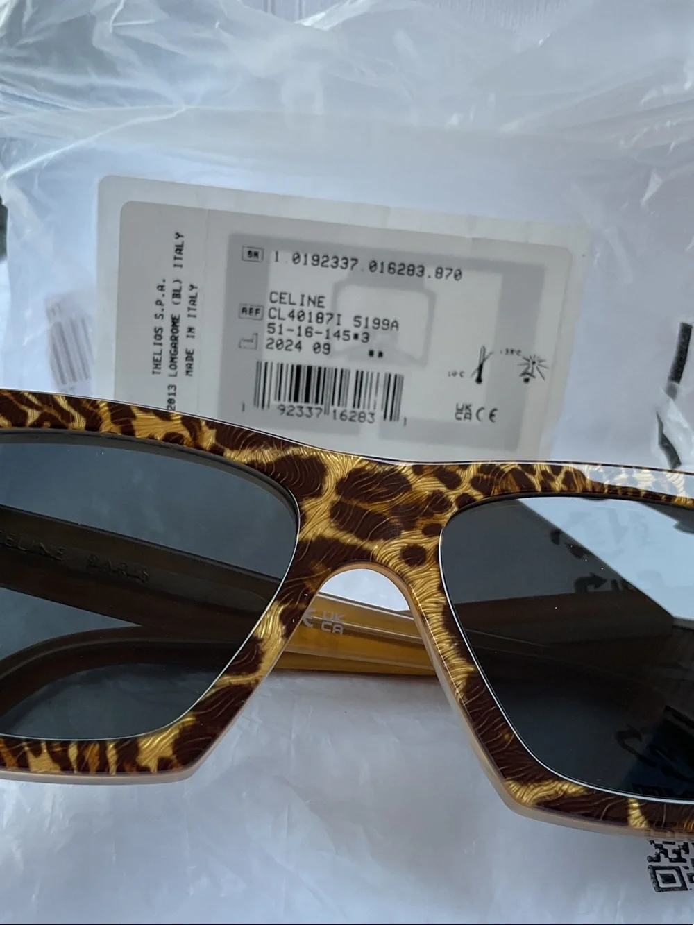 Celine Leopard-Print Angular Cat-Eye Sunglasses - Brown/Black